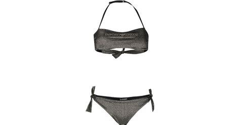 Emporio Armani Logo Embellished Bikini In Black Lyst