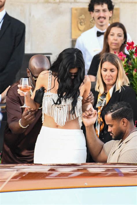 Kylie Jenner Braless Fringe Top Venice Yacht Arrival Hot Celebs Home