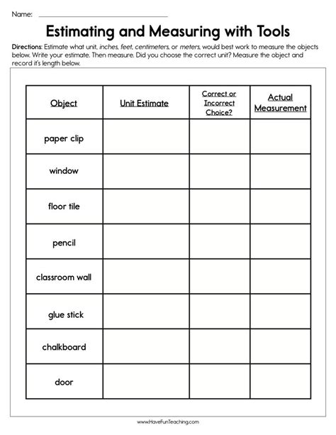 Estimating And Measuring With Tools Worksheet Have Fun Teaching