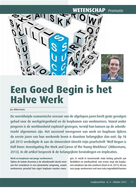 Pdf Een Goed Begin Is Het Halve Werk