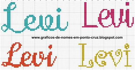 Gráficos de Nomes em Ponto Cruz Nome Levi em Ponto Cruz