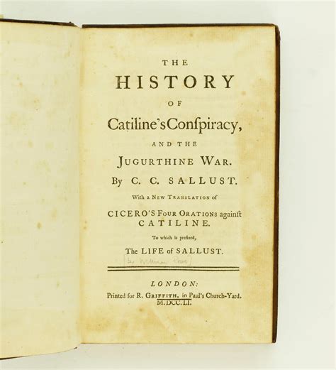 THE HISTORY OF CATILINE S CONSPIRACY And The Jugurthine War With A New