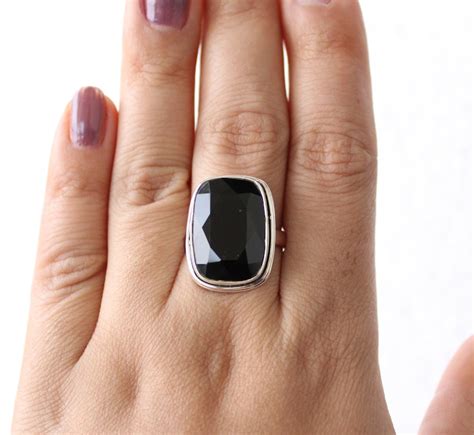 Black Onyx Ring Black Gemstone Ring 925 Sterling Silver Etsy