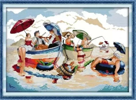 KIT BRODERIE POINT de croix compté complet Plage Beach Cross Stitch