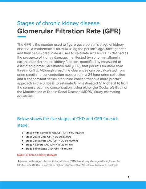 Stages Of Ckd Lecture Notes Stages Of Chronic Kidney Disease