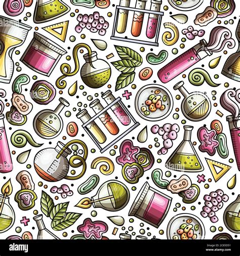 Cartoon Cute Hand Drawn Science Seamless Pattern Stock Vector Image