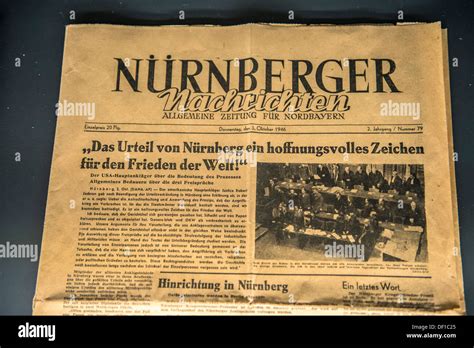 Front page of Nuremberg newspaper about the Nuremberg trials, Nuremberg ...