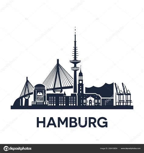 Hamburger Stadtsilhouette Deutschland Erweiterte Version