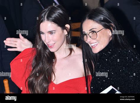 Paris France October 5 2021 Demi Moore And Her Daughter Scout Larue Willis Attend The Love