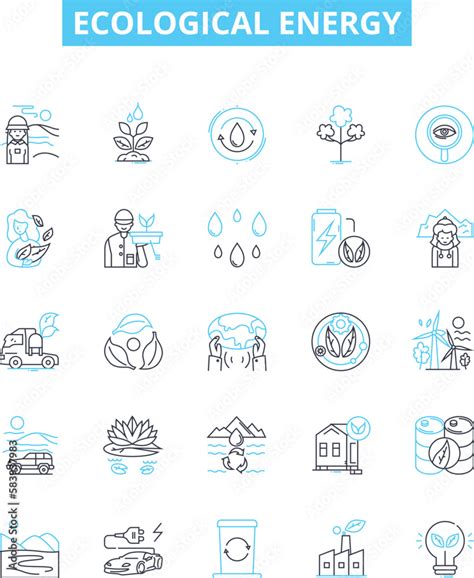 Ecological Energy Vector Line Icons Set Eco Energy Sustainable Energy