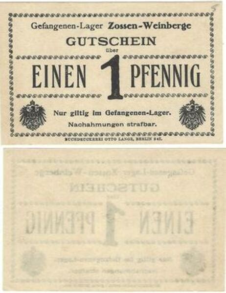 Pfennig Zossen Weinberge Pow Camp Alemania Numista