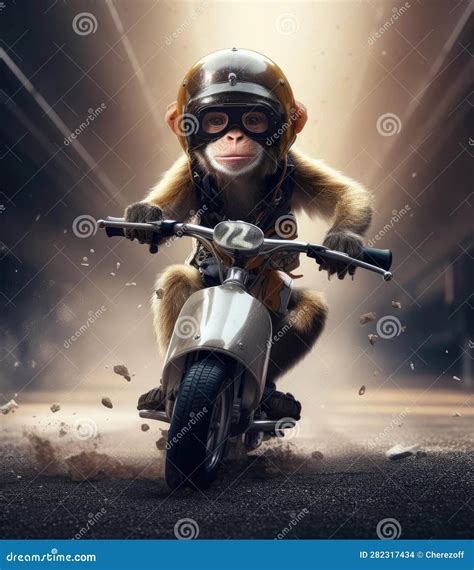 Monkey Riding A Motorcycle Stock Illustration Illustration Of Design