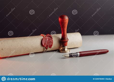 Scroll With Wax Seal Stamp Of Notary Public Stock Photo Image Of