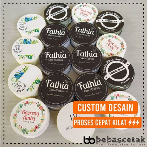 Jual Cetak Stiker Kue Custom Murah Label Toko Produk Makanan Minuman