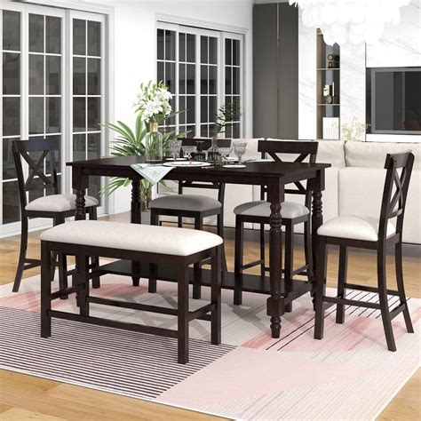 Amazon Lumisol Counter Height Kitchen Dining Table Set With Bench