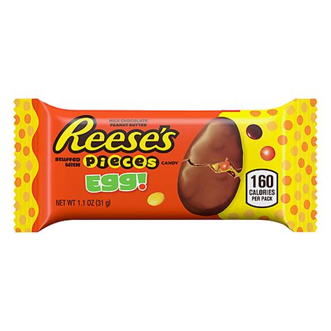 Reese S Stuffed With Pieces Milk Chocolate Peanut Butter Egg Candy 1 1 Oz Packs 24 Count