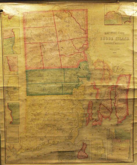 Map Of The State Of Rhode Island And Providence Plantations By Walling Henry F 1855 High