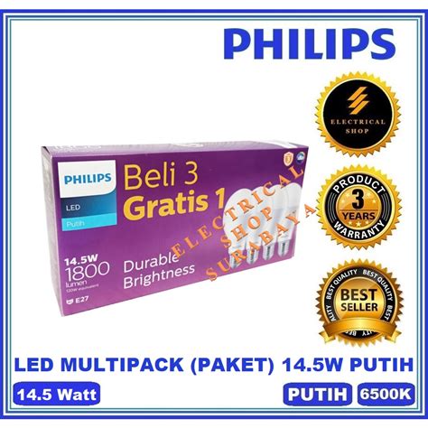 Jual PHILIPS LAMPU LED BULB MULTIPACK 14 5W 14 5 WATT PUTIH 14 5W 14 5