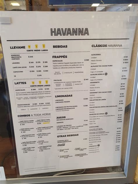 Carta Del Pub Y Bar Havanna Comodoro Rivadavia San Mart N