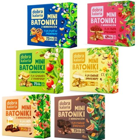 DOBRA KALORIA zestaw mix smaków Batony BEZ CUKRU mini batoniki 6x 102g