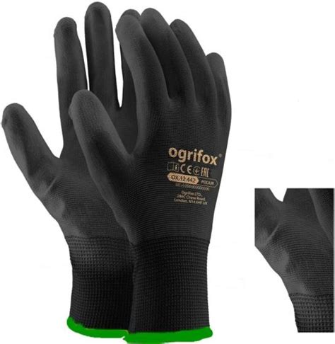 13g Black Polyesternylon Polyurethane Dipping Pu Palm Coated Gloves