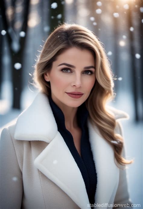 Blonde Woman Walking In Snow Stable Diffusion Online