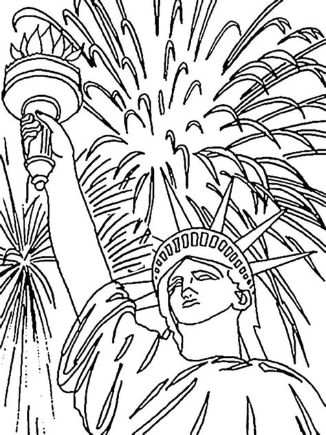 Coloriage Statue De La Libert Et Feux D Artifice T L Charger Et