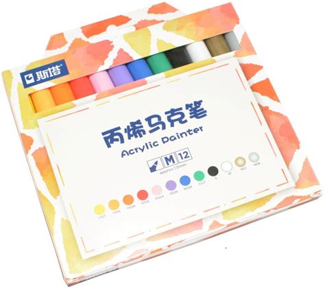 Маркеры акриловые 12 цветов Acrylic Painter Marker 1 мм пулевидные ...