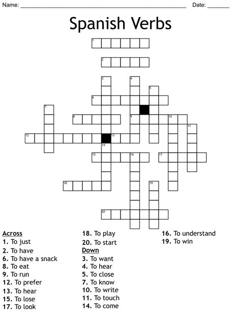 Spanish Verbs Crossword WordMint