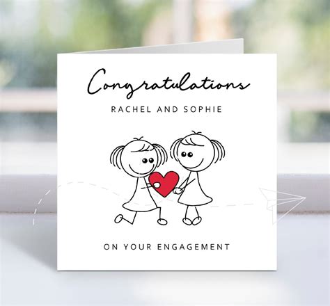 Personalised Same Sex Lesbian Engagement Card Fun Gay Congratulations Card X Blank