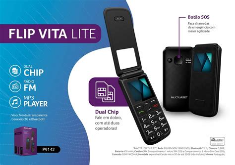 Celular Multilaser Flip Vita Lite Teclas Grandes Idoso