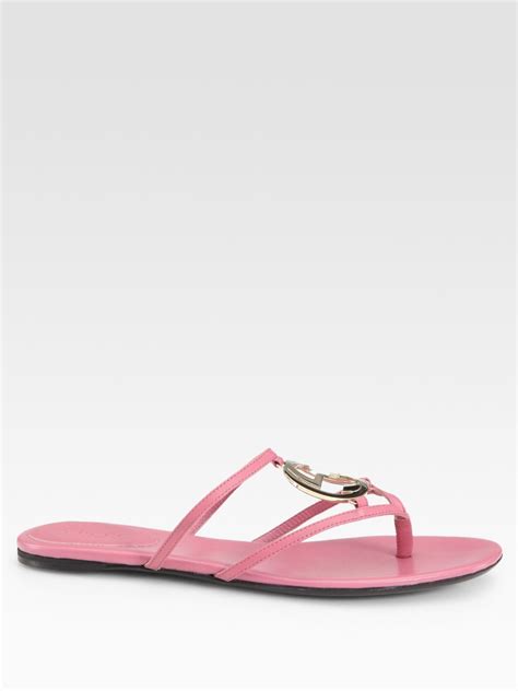 Gucci Thong Flat Sandals In Pink Lyst