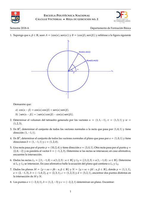 Hoja Ejercicios Vectorial 02 ESCUELA POLITÉCNICA NACIONAL CÁLCULO