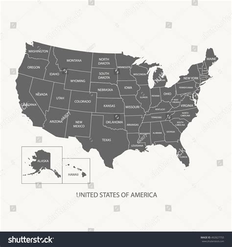 Usa Map Name Countriesunited States America Stock Vector Royalty Free 492827755 Shutterstock