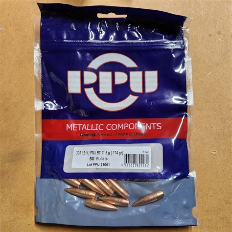 174gr 311 FMJBT Projectiles 303 British PRVI PARTIZAN 50 Count