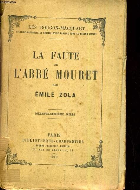 La Faute De L Abb Mouret By Emile Zola Bon Couverture Souple