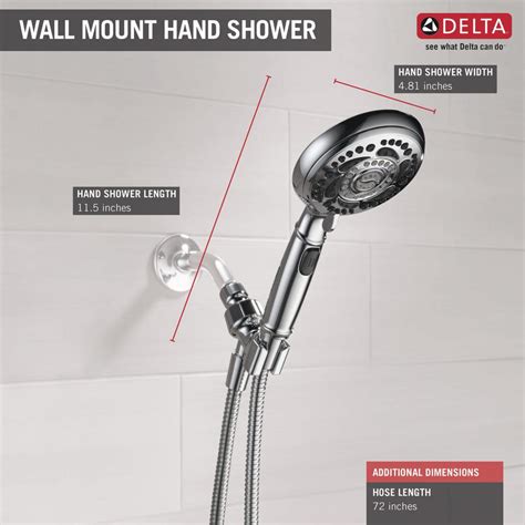 Delta Spray In Single Wall Mount Handheld Shower Head In Chrome