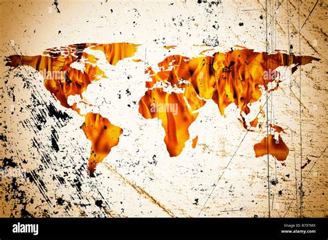 World Map And Fire Flames Stock Photo Alamy🤟 Descubra Um Mundo De