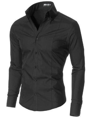 Moderno Mens Dress Shirts Slim Fit Long Sleeve High Button Down Collar