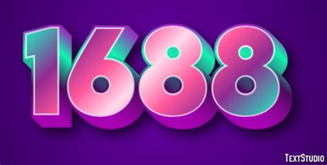 1688 Text Effect and Logo Design Number