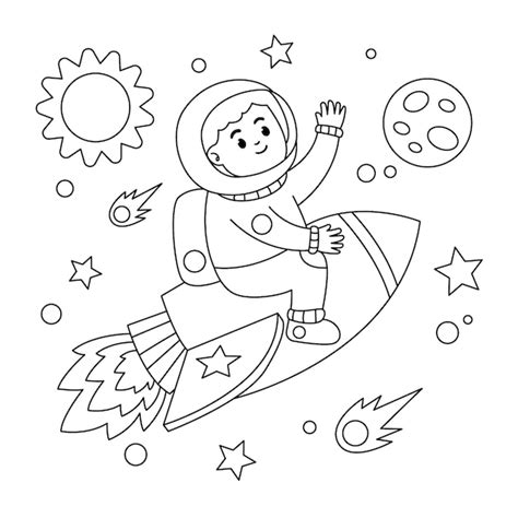 Lindo Libro Para Colorear Con Astronauta Vector Gratis