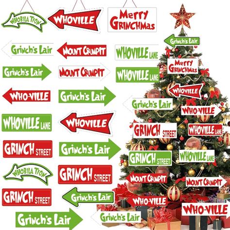 48pcs Grinnch Christmas Tree Decorations Double Sides Christmas Tree