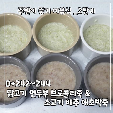 중기이유식 2단계 닭고기 연두부 브로콜리죽and소고기 배추 애호박죽 쌀가루 And 베이비무브 레시피 네이버 블로그