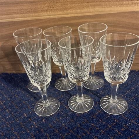 Set Of Vintage Royal Doulton Lead Crystal Sherry Glasses Cut Crystal