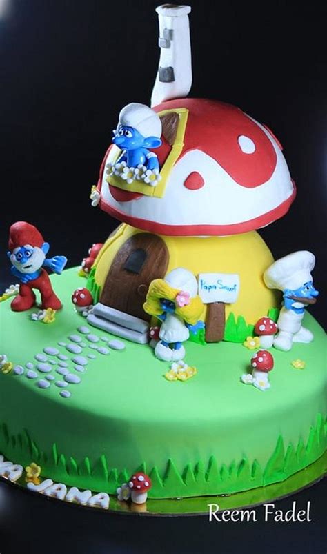 Smurfs Cake Cake By Reemfadelcakes Cakesdecor