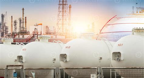 Industrial gas storage tank. LNG or liquefied natural gas storage tank ...