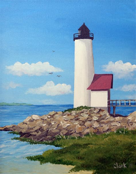 Cape Ann Lighthouse Gloucester MA Painting by Roger Clark Artist - Fine ...