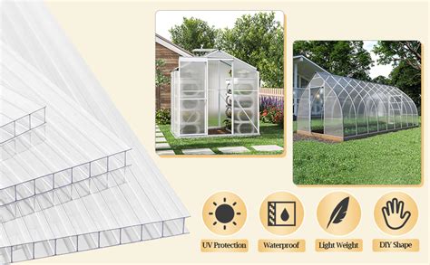 The Fellie 4mm Polycarbonate Greenhouse Sheets 6pcs Poly Plastic Roof Panel For Outdoor Canopy