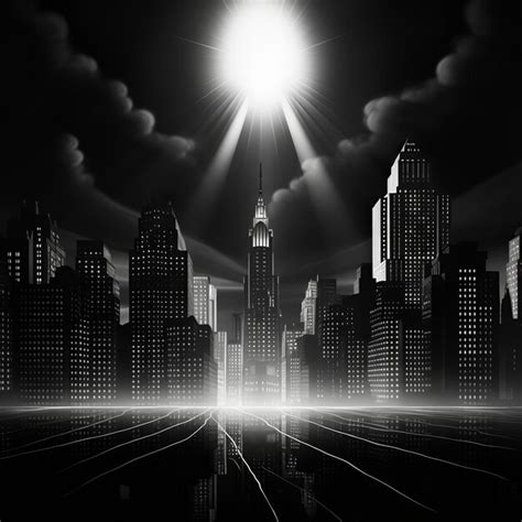 Premium Photo | Illustration of art deco city skyline in black and ...