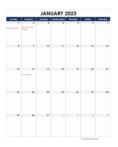 2023 Printable Calendar With Large Boxes Free Printable Templates